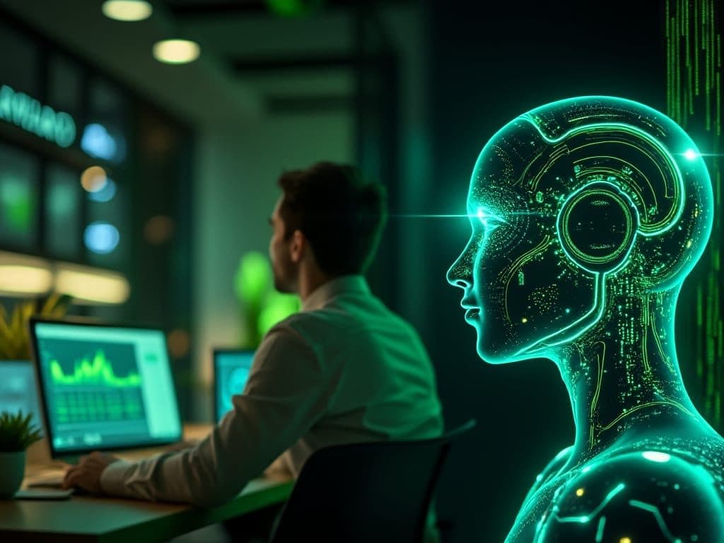 The future of work: NVIDIA's vision of human-AI collaboration in the workplace, as outlined by CEO Jensen Huang. Credit: Clype.io